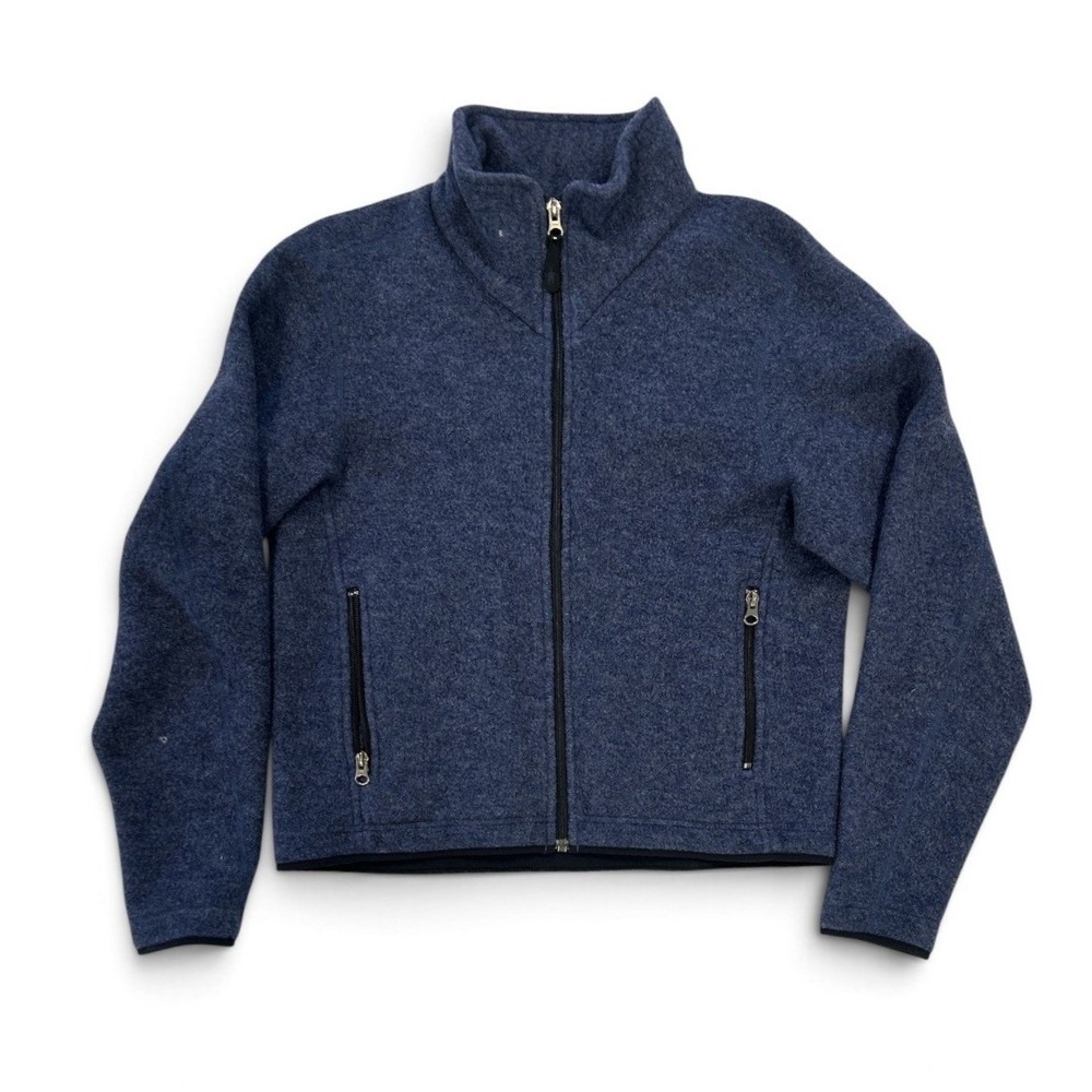 Smartwool Women Blue Wool Blend Full Zip Jacket S M Made in Canada Vintage
